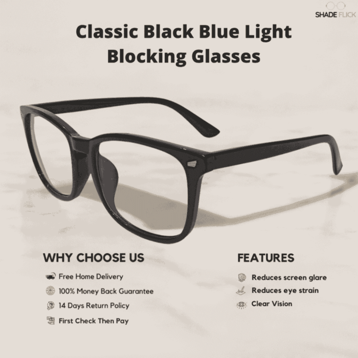 Classic Black Blue Light Blocking Glasses